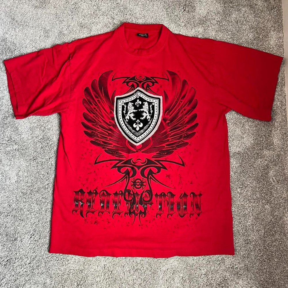 y2k red skater shirt very baggy‼️